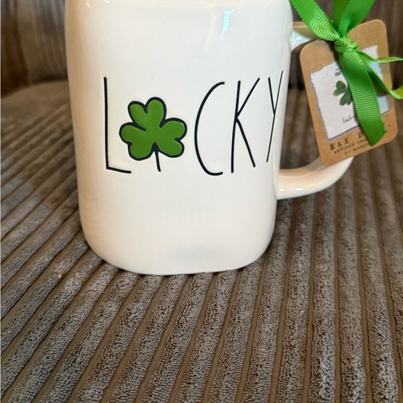 Rae Dunn Lucky Mug - White with Green Shamrock - Picture 3 of 5